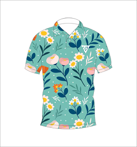 Polo à manches courtes pour hommes, imprimé floral bleu sarcelle, décontracté, mode été, chemise de golf - Product Image 1