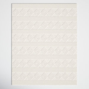 Gorgeous Hot Selling Textured Ivory Geometric Area Rug - Off-White Diamond Pattern Wool Carpet Absorbent and Washable for Home - Product Image 3
