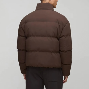 Blouson matelassé marron chocolat pour homme, col montant, fermeture éclair, manteau d'hiver isolé, logo personnalisé, streetwear, blouson bulle, chaud et décontracté - Product Image 2