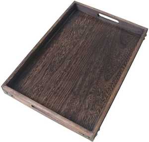 Plateau de service rectangulaire en bois, design classique, finition polie, durable pour aliments, boissons, fruits, collations, mariage, artisanat - Product Image 3