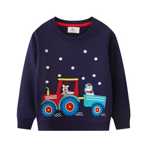 Sudadera navideña verde para niños, jersey de cuello redondo con bordado de Papá Noel, muñeco de nieve y camión, top de invierno - Product Image 6
