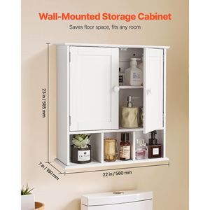 Bianco 2 porte bagno armadio a muro regolabile scaffale per toilette armadietto dei medicinali appeso ripiani Organizer per cucina - Product Image 2
