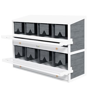 Nido per galline in legno a 8 scomparti per 16-32 galline con vassoi per la raccolta delle uova e posatoi - Product Image 1
