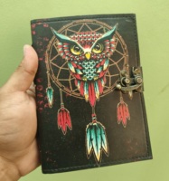 Cuaderno de escritura hecho a mano con borde desflecado de papel cristalizado, para el diario de la Madre Tierra, libro de hechizos en blanco, cristal de las Sombras y Árbol de la Vida