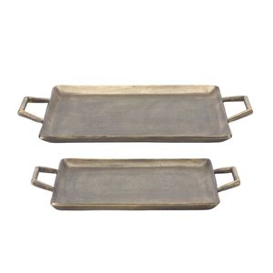 Architectural Rectangular Metal Serving Tray with <b>Square</b> <b>Frame</b> Handles - Antique Brass Finished Serving Board - Product Image 6