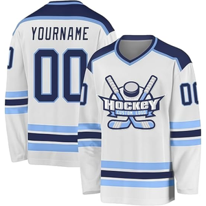 Jersey de Hockey sobre Hielo Personalizado con Impresión por Transferencia de Calor, Negro, Dorado y Blanco, Cuello en V, Manga Larga, Poliéster, Absorbe la Humedad - Product Image 2