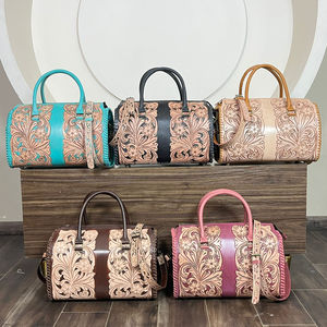 2026 Premium Handcrafted <b>Tooled</b> Floral <b>Leather</b> Large Duffel Bags Trending Overnight Travel Weekender Shoulder Bags for Unisex - Product Image 5