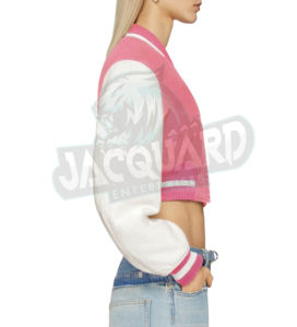 Veste universitaire courte en coton de haute qualité pour femme, modèle 2026, tendance décontractée, service OEM - Product Image 4