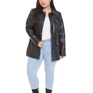 Veste en cuir pour femme, style motard ajusté, chic et durable, finition lisse de qualité supérieure, style vintage élégant, Solid Trader - Product Image 4