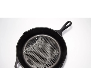 Stainless Steel Chainmail Pot Holder Round Silver Plated Modern Metal Craft Welded Kitchen Accessory - Product Image 4