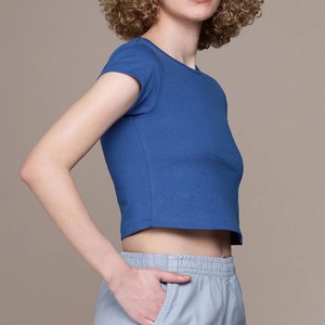 Custom <b>Crop</b> <b>Top</b> Good Selling Casual Wear Breathable Women <b>Crop</b> <b>Top</b> T Shirts OEM Women Cotton Short Sleeve <b>Crop</b> - Product Image 3