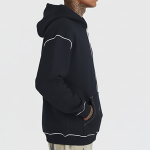 ผลิตเสื้อผ้าฤดูหนาวระดับมืออาชีพ ราคาขายส่ง คุณภาพสูง เสื้อฮู้ดซิปผู้ชาย ผ้ายืด/โพลีเอสเตอร์ ปักลายเรียบ - Product Image 3