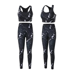 Ensemble de leggings de yoga pour femmes, soutien-gorge de sport uni à taille élastique et pantalon d'entraînement taille haute, tenue de sport - Product Image 3
