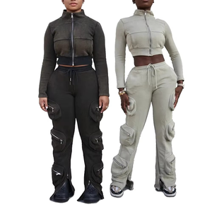 Chándal de secado rápido para mujer, transpirable, ligero, 100% algodón polar, buen precio con MOQ bajo, chándales para mujer - Product Image 6