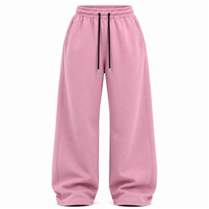 Casual <b>Women</b> Jogger <b>Trousers</b> Wide Leg Sweatpants Oversized Loose Fit <b>Fleece</b> Fabric Drawstring Waist Cotton Blend Lounge Pants - Product Image 1
