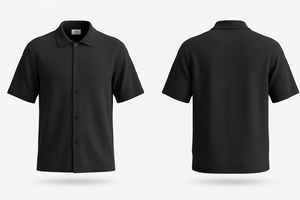 Chemise habillée d'été à manches courtes boutonnée, sur mesure, décontractée, en mélange de coton doux et respirant, pour le bureau - Product Image 2