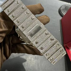 Reloj Antiguo de Moissanita Incolora Cultivada en Laboratorio de Alta Calidad, Estilo Empresarial Mecánico Automático, Oro Blanco de 40mm, Estilo Hip Hop Iced - Product Image 3