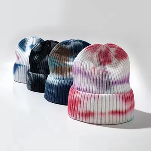 Gorro de Punto Acrílico Puro con Estampado Tie Dye, Gorro Cálido para Unisex con Diseño a Cuadros - Product Image 2