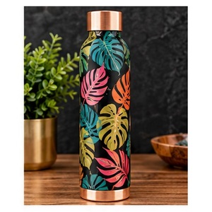 Oriental <b>Bird</b> Pattern Copper <b>Water</b> Bottle Portable Travel Drinkware - Product Image 6