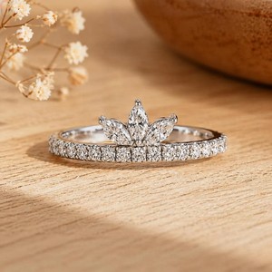 Bague de mariage éternelle en or massif 10K 14K 18K avec diamants de laboratoire DEF couleur VS VVS, taille Marquise et ronds, certifiée IGI - Product Image 3