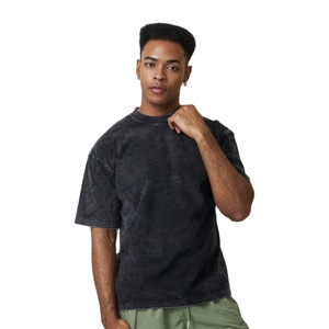 Quá Khổ T-Shirt axit rửa cổ điển rửa sạch tùy chỉnh T-Shirt Chất lượng cao baggy Boxy phù hợp với cộng với kích thước DTG dtf Màn hình in thêu - Product Image 1