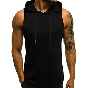 <b>Sleeveless</b> Men's Casual Wear <b>Hoodie</b> Custom Logo Men's <b>Sleeveless</b> gym Hoodies - Product Image 1