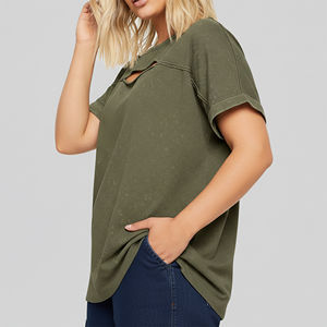 Camiseta de Mujer de Alta Calidad 100% Algodón, Corte Regular, Lavado Ácido, Verano, Logotipo Personalizado Impreso, Secado Rápido, Transpirable - Product Image 3