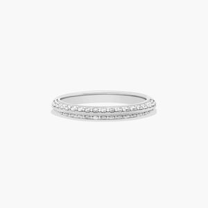 Women's Luxury Natural Round Brilliant Cut Pav Knife Edge Lotus Diamond Wedding <b>Ring</b> in White Gold - Product Image 2