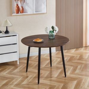 DINING <b>TABLE</b> with <b>Extensible</b> 100/140/180x100x75cm Top Black Metal <b>Leg</b> Walnut Color <b>for</b> Office or Coffee Use - Product Image 3