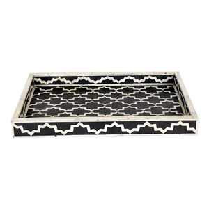 Modern Luxury Customized Resin Inlay Rectangular Serving Tray Handmade Wooden Decorative Platter Dining Table Desk <b>Bedding</b> - Product Image 5