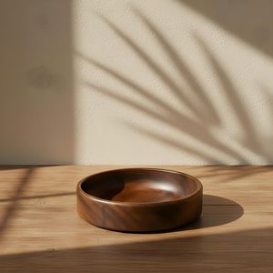 Bol de service rustique classique en bois artisanal, vaisselle de table en bois naturel pour fêtes, salade de fruits, assiette à collation, décoration d'intérieur - Product Image 1
