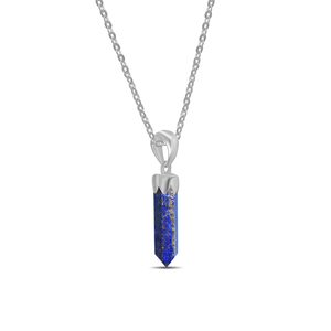 Pendentif et breloque en argent sterling 925 de qualité supérieure, pierre précieuse lapis-lazuli taille crayon avec sertissage à ressort, lot de 6 - Product Image 3