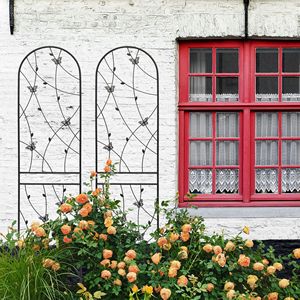 Set di 4 tralicci da giardino in metallo antiruggine 220 cm x 50 cm neri, supporto per piante rampicanti e decorazioni a forma di farfalla per esterni - Product Image 4