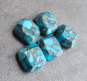 Turquesa azul natural facetada y calibrada con reverso plano – Gema suelta con forma de cojín para la fabricación de joyas - Product Image 6