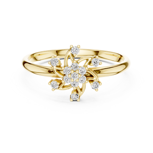 Anillo de Boda Minimalista de Oro de 14K con Flor y Diamante Cultivado en Laboratorio de Corte Brillante para Mujer, Regalo de Aniversario, Compromiso, Fiesta - Product Image 1
