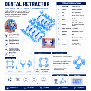 Retractor Bucal Tipo M Azul, Instrumento para Blanqueamiento Dental, Herramienta Manual de Odontología con Certificación CE y Garantía de por Vida - Product Image 6