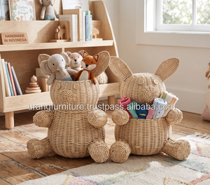 Cesta de Almacenamiento de Ratán Natural Tejida a Mano, Ecológica, con Forma de Animal, Organizador de Juguetes Tejido, Linda Decoración para Cuarto de Niños o Guardería - Product Image 5