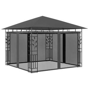 Gazebo de Acero con Recubrimiento en Polvo Color Antracita de 9.8x9.8x8.9 pies con Toldo de Poliéster, Pérgola y Pabellón - Product Image 1