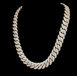 Nueva Cadena Cubana Hip Hop de 22 Pulgadas, 16mm, CVD HPHT, con Incrustaciones de Diamantes, Chapada en Oro Rosa S925, con Eslabones en Relieve, para Hombre - Product Image 2