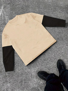<b>Vintage</b> Washed Oversized Graphic Long Sleeve T Shirt Contrast Sleeve Cotton Crew Neck <b>Tee</b> for Men - Product Image 2