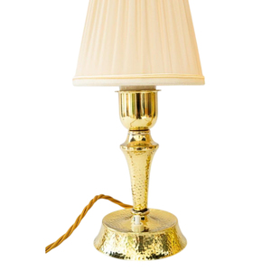 Premium Plated Gold Hammered Metal Table <b>Lamp</b> With White Fabric Shade For Bedroom & Living <b>Room</b> Decor Hotel Lighting Fixture - Product Image 2