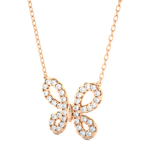 Collar con Colgante de Mariposa de Oro Amarillo Sólido de 14K con Diamante Cultivado en Laboratorio, Joyería Fina Elegante para Mujer, Regalo - Product Image 3