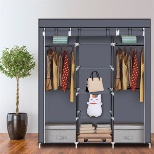 Organizzatore Portatile a Doppia Asta per Armadio, 175 cm, in Tessuto Non Tessuto Grigio - Product Image 2