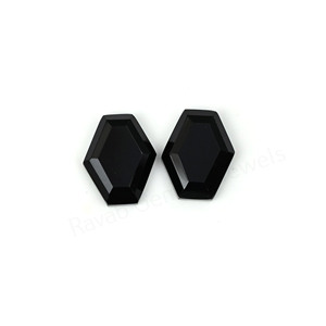 Best Selling Natural Black Onyx Hexagon Shape Step Cut High Polish 10x16mm Flatback Loose Cabochon Jewelry Making Pendant Ring - Product Image 3