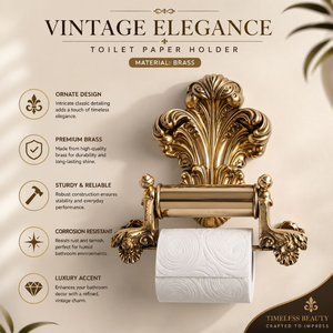 Porte-papier toilette mural en laiton antique de luxe, support décoratif pour rouleau de papier, accessoires de salle de bain vintage, décoration pour la maison et l'hôtel - Product Image 5