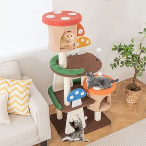 Moderno Grande Tiragraffi 4-in-1 per Gatti con 2 Cucce e Piattaforme, in Legno Massello, Design Lussuoso e Accattivante per Interni, Ufficio e Natale - Product Image 6