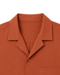 Customized <b>Rust</b> Orange Oversized Casual Men Shirt Half Sleeve Button Up Cuban Collar Loose Fit Summer Beach Fashion <b>Top</b> Shirt - Product Image 5