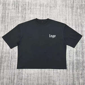 Mens Cropped <b>Tshirt</b> Drop Shoulder Blank Heavyweight 300gsm 100% Cotton Oversized Boxy Cropped t Shirt Men - Product Image 3