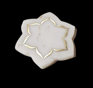 Posavasos de Mármol Blanco Hecho a Mano con Forma de Estrella, Plato de Piedra Natural de Lujo para Bebidas, Bandeja Decorativa para Mesa del Hogar, Herencia de Agra - Product Image 2