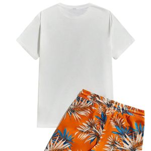 Custom Wholesale Men Vintage Winter Graphic T-Shirt Shorts <b>Set</b> Eco-Friendly Cotton Two-Piece Casual Beachwear - Product Image 2